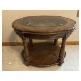 Ornate Oval Glass Top Accent Table