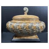 Decorative Lidded Urn w/ Scroll Relief