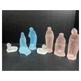 Frosted colored glass nativity set