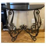 Ornate Iron Base Demi-Lune Console Table