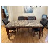 Steve Silver Marble Top Dining Table w/ 6 Chairs