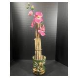 Ceramic frog vase with artificial plant