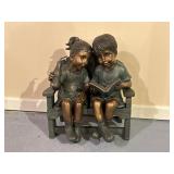 Wind and Weather Children on Bench Statue