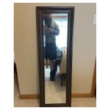 Tall Dark Wood Framed Wall Mirror