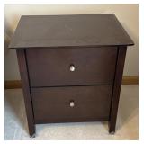 Dark Wood 2-Drawer Nightstand