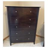Dark Wood 5-Drawer Chest Dresser