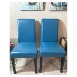 Blue Leather like Dining Chairs