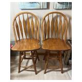 2 Windsor Style Wood Bar Stools