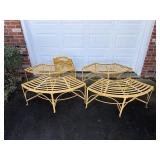 4 Yellow Metal Tree Benches