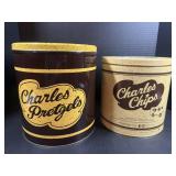 Charles Chips and pretzels tins
