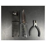 Fixed Blade Knife w/Sheath & Pliers