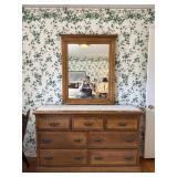 Traditional 9-Drawer Oak Dresser w/ Mirror