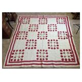 Vintage Red Applique Quilt Topper