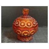 Red Glass Lidded Candy Dish