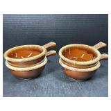 Hull Pottery handled soup bowls