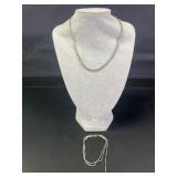2 Italian Sterling Silver Necklace & Bracelet