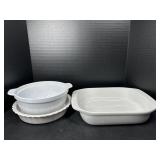 Chantal White Stoneware Baker Lot
