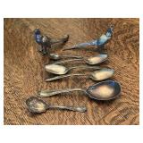 Silver Plated Pheasant Shakers and Spoons