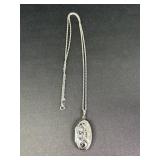 Sterling Silver Necklace & Locket, broken clasp