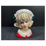 Vintage Holiday Lady Head Vase