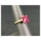 10K Gold Red Stone Ring