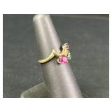 14K Toshik gold ring with multi-color stones
