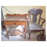 Wooden wash stand and chairs