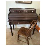 Ethan Allen Antique Roll Top Desk with Chair