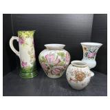 3 Floral Vases and Pitcher