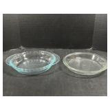 Clear glass Pyrex pie pans
