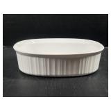 White glass Corning ware baking dish