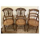 3 Wicker Seated Chairs