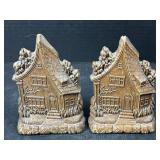 Vintage Cottage House Bookends Pair