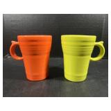 Orange & green Fiesta ware cups