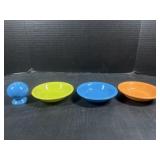 Fiesta ware Small bowls and pepper shaker