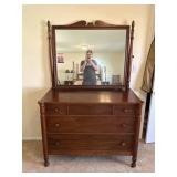 Antique Solid Wood Dresser w Mirror