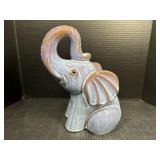 Large Blue Ceramic Elephant Statue
