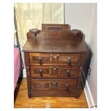 Antique Victorian Carved Walnut Step-Back Dresser