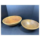 Two Vintage Wooden Dough / Mixing Bowls