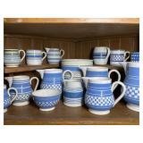Blue & White Stoneware Pitchers, Mugs & Bowls