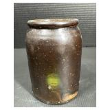 Vintage Dark Brown Glazed Stoneware Jar