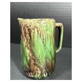 Vintage Green & Brown Art Pottery Pitcher