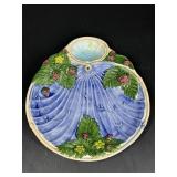 Majolica Style Strawberry Decorated Ceramic Plate