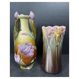 Majolica Style Pottery Bowls, Creamer & Jar