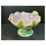 Majolica Style Shell & Snail Pedestal Bowl