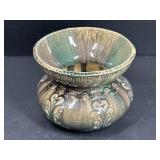Majolica Style Green Glazed Ceramic Jardiniere Bow