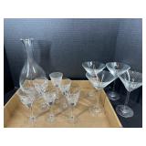 Glass Decanter Martini Glasses & Cordial Glass Set