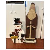 Wooden Santa & Snowman Decor