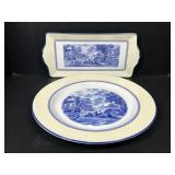 Spode "Giallo" Blue & Yellow Serving Plate & Tray