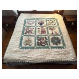 Appliqué Quilt w/ Folk Art Animal & Tree Blocks